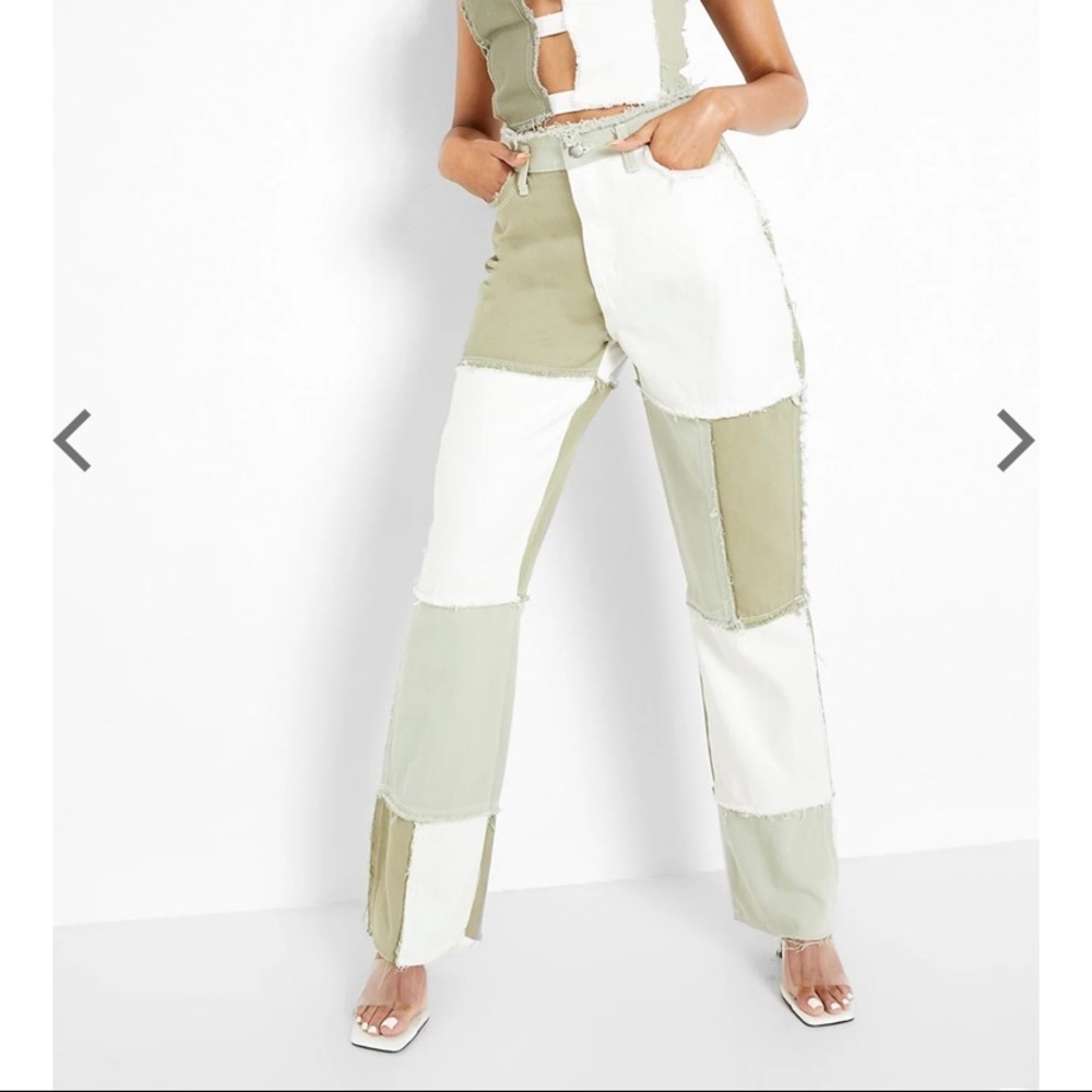 BRAND NEW PATCH WORK BOYFRIEND JEANS (SAGE)